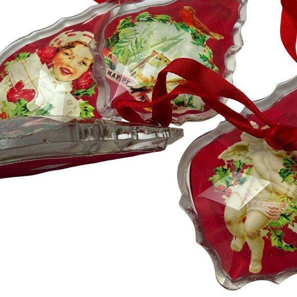 Two's Company Christmas Ornaments Set of 4 Glass Victorian Style Holiday - Picture 14 of 15